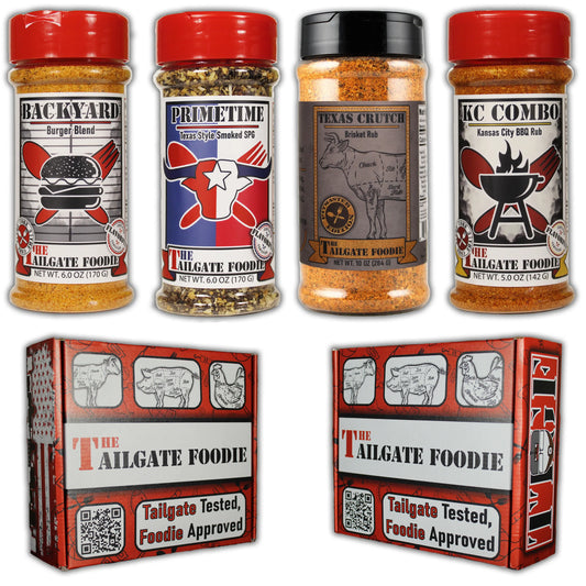 The Prime Collection (4-Pack | Texas Crutch, Backyard, Primetime, KC Combo) The Tailgate Foodie