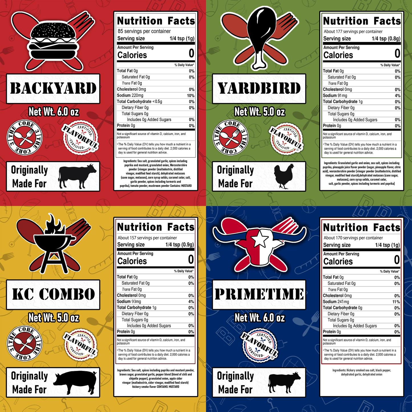 Grilling Essentials (4-Pack | Backyard, Yardbird, KC Combo, Primetime)