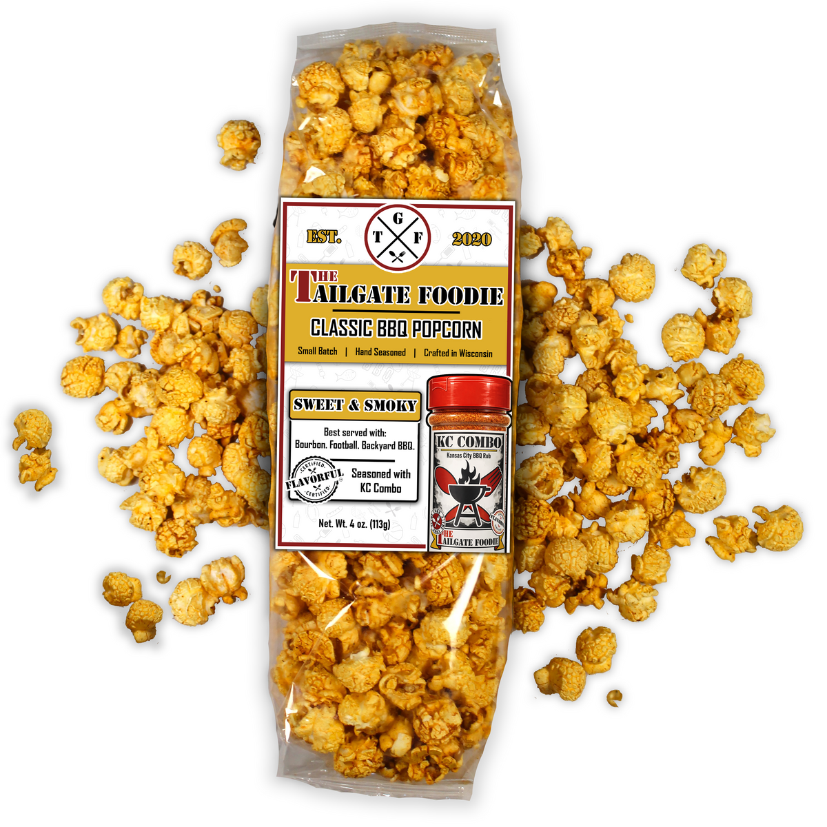 KC Combo BBQ Popcorn | Sweet and Smoky Butter Based Popcorn | 4 oz. Bag