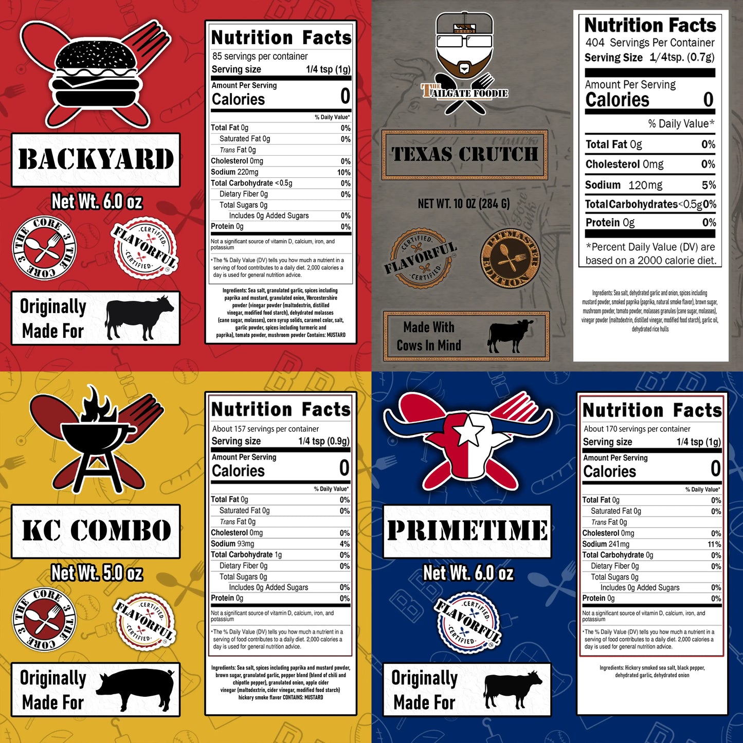 The Prime Collection (4-Pack | Texas Crutch, Backyard, Primetime, KC Combo) The Tailgate Foodie
