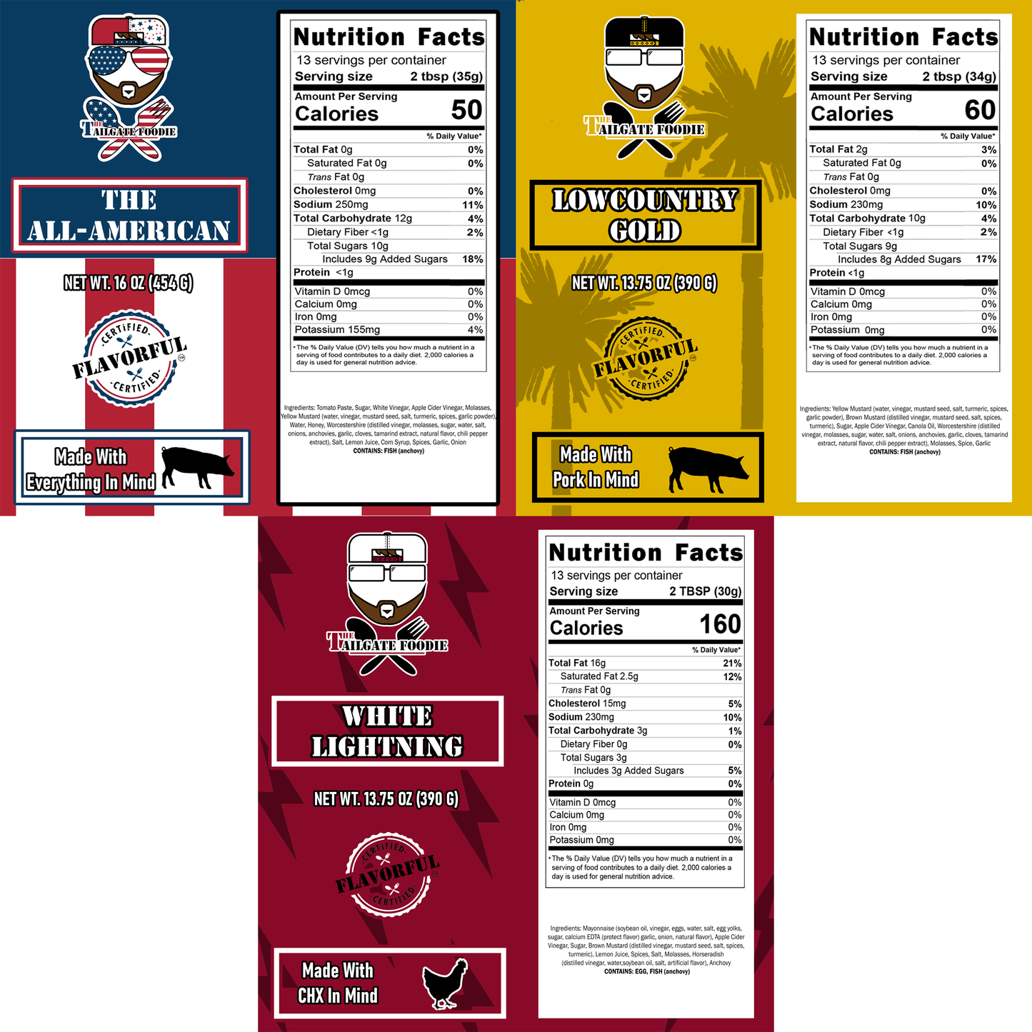 Saucin' Trio (3-Pack | The All-American, Lowcountry Gold, White Lightning)