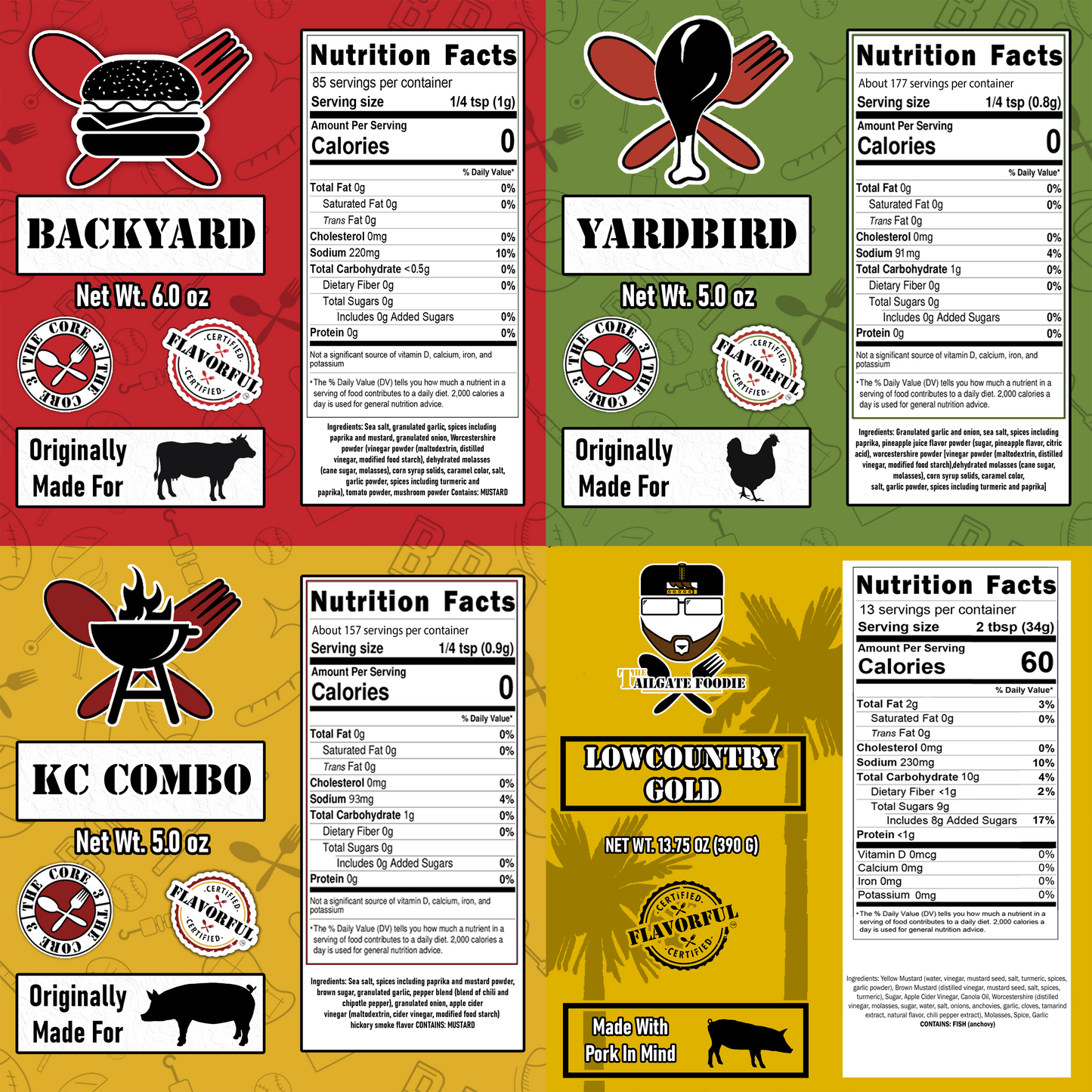 Backyard Bangers (4-Pack | Backyard, Yardbird, KC Combo, Lowcountry Gold)