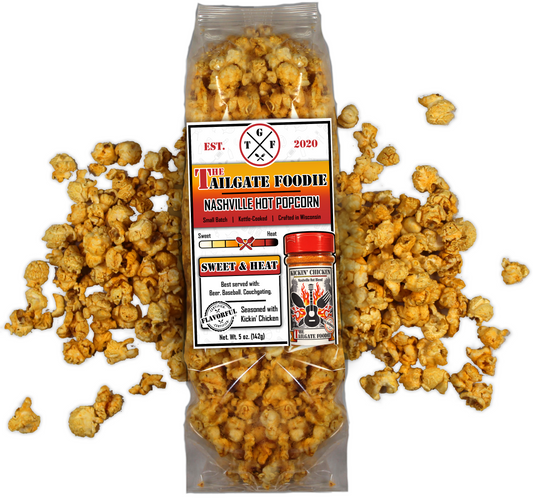 Kickin' Chicken Kettle Corn | Sweet and Spicy Nashville Hot Popcorn | 5oz. Bag